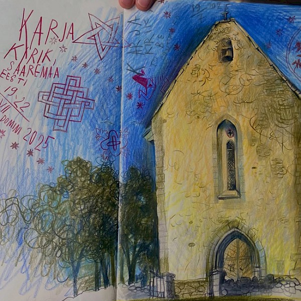 Sketchen in bester Schloßgesellschaft. Mit Buntstiften unterwegs.